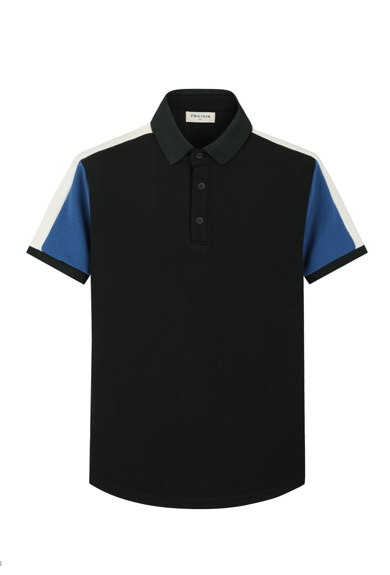 Short-sleeved three-color polo shirt