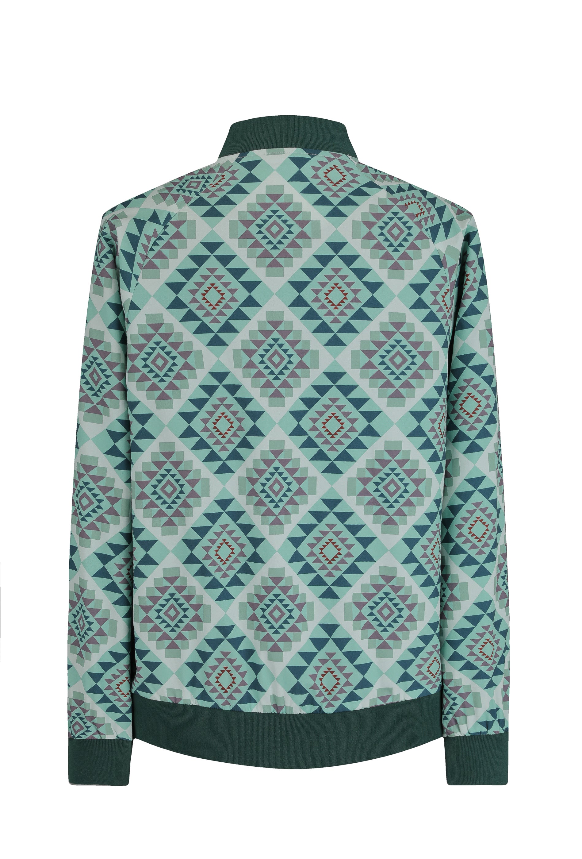 Fine bomber jacket with geometric patterns