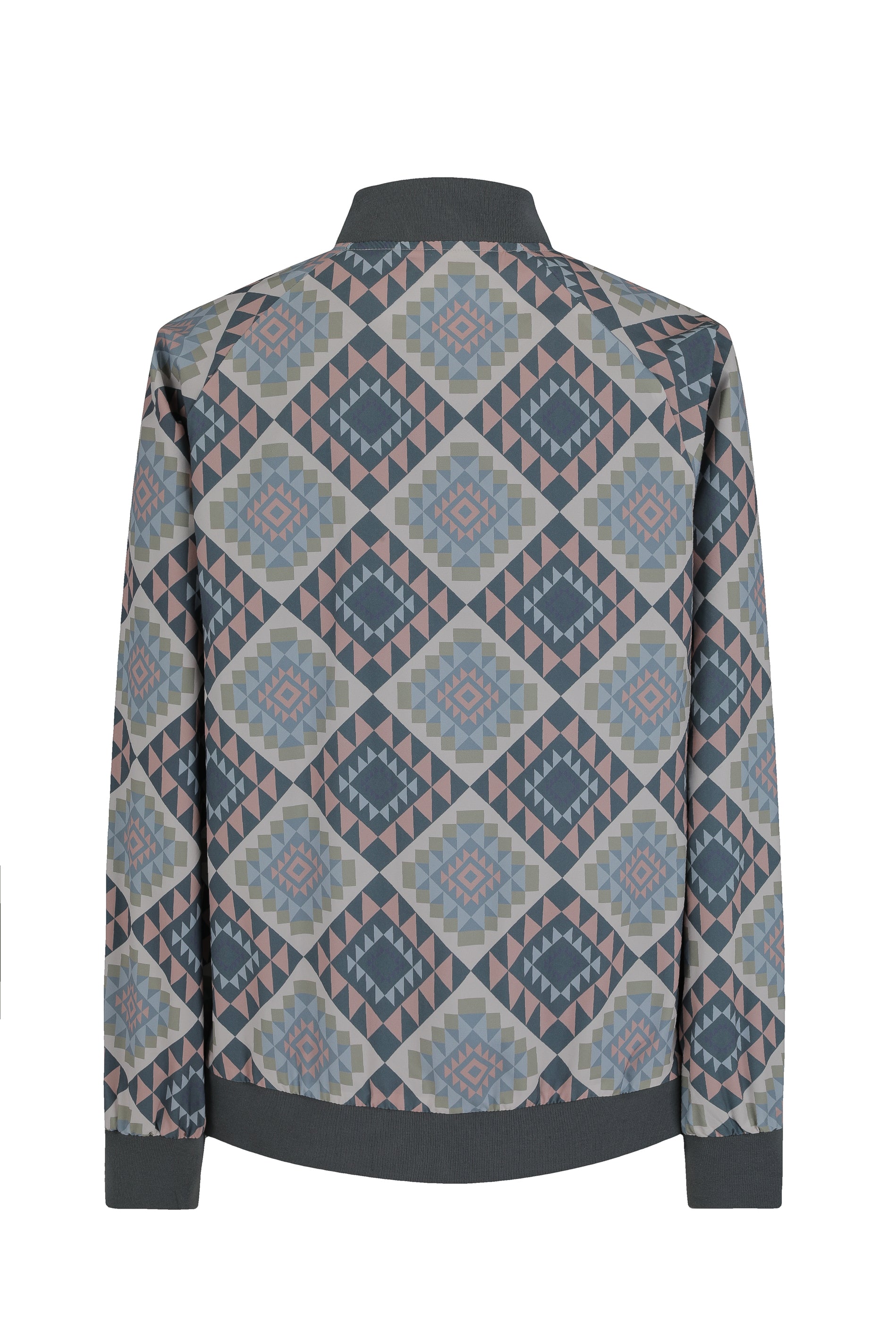 Fine bomber jacket with geometric patterns