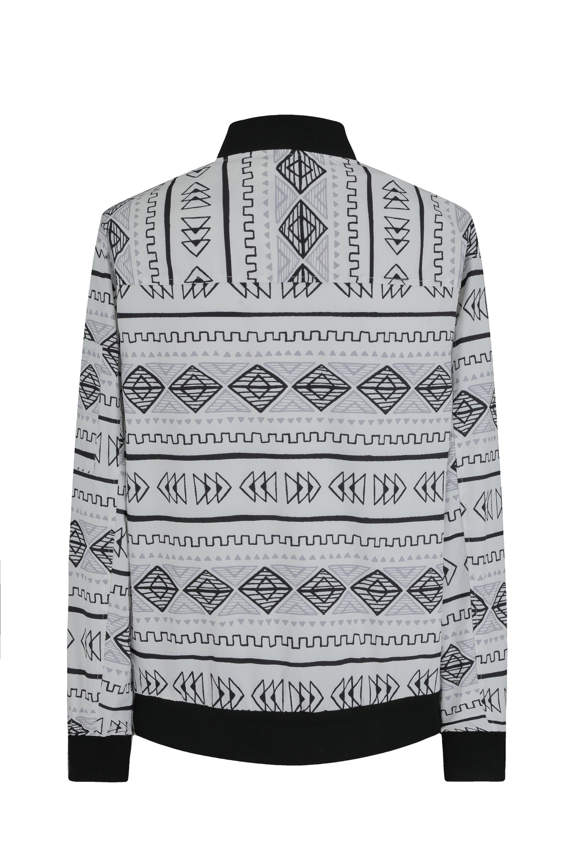 Fine bomber jacket with geometric patterns