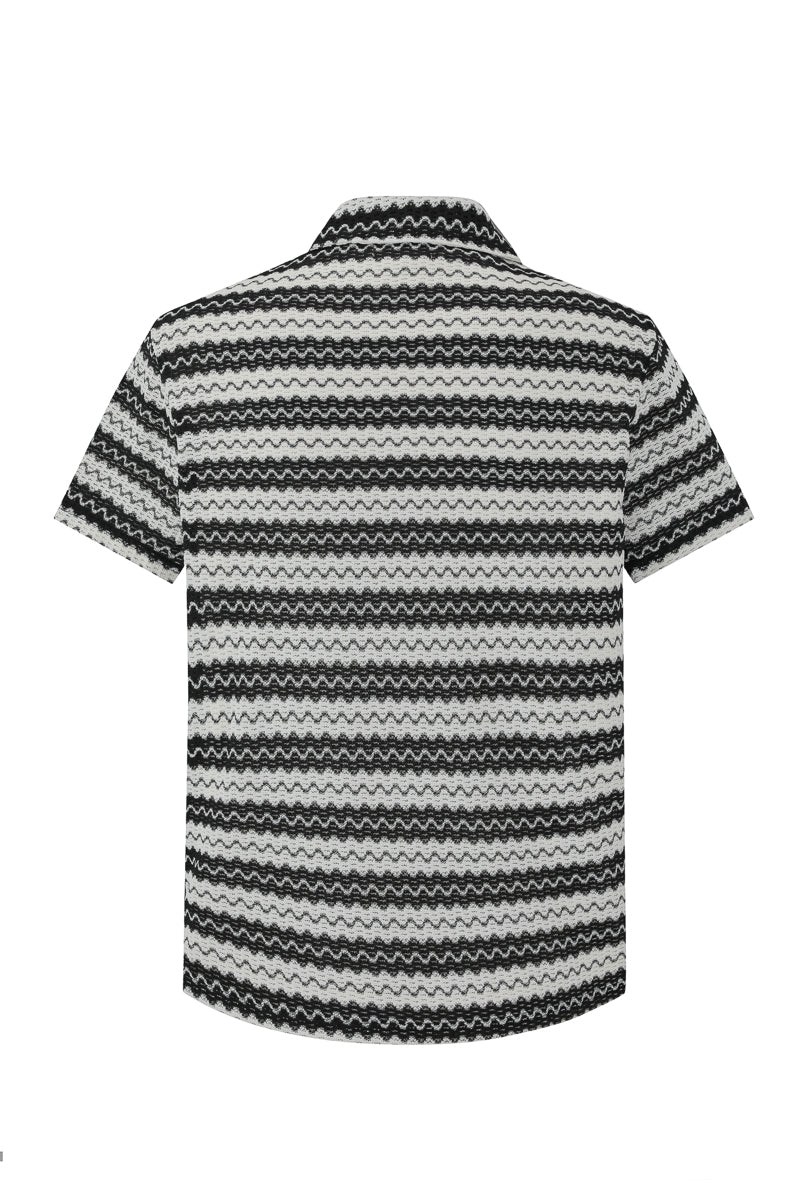 Short-sleeved striped knit shirt