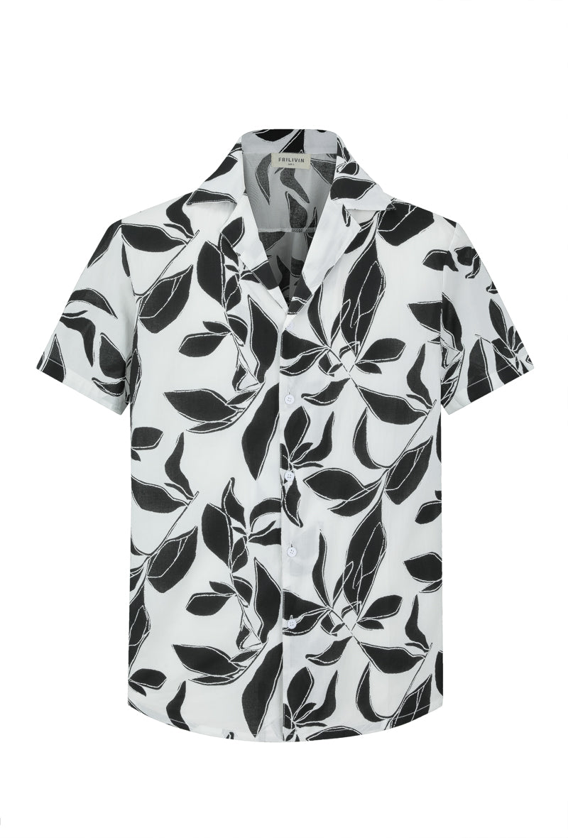 Short-sleeved shirt with floral patterns