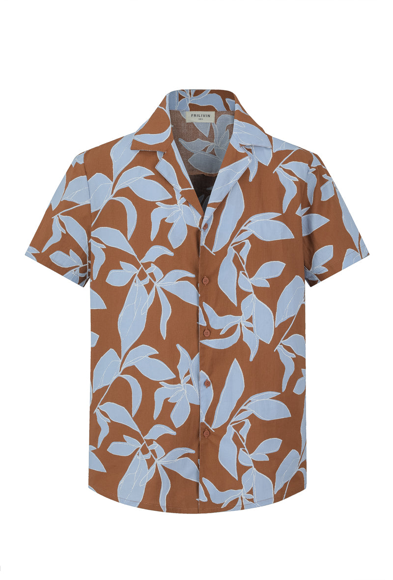 Short-sleeved shirt with floral patterns