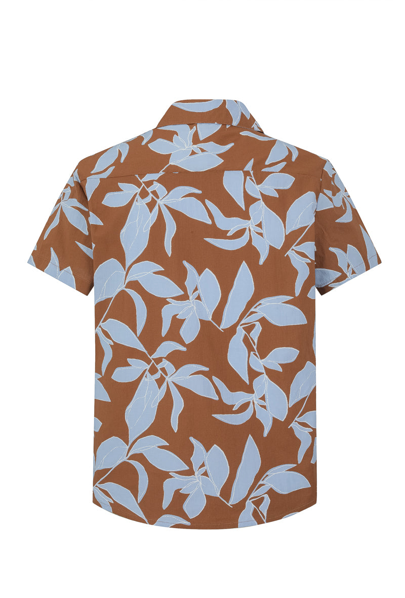 Short-sleeved shirt with floral patterns