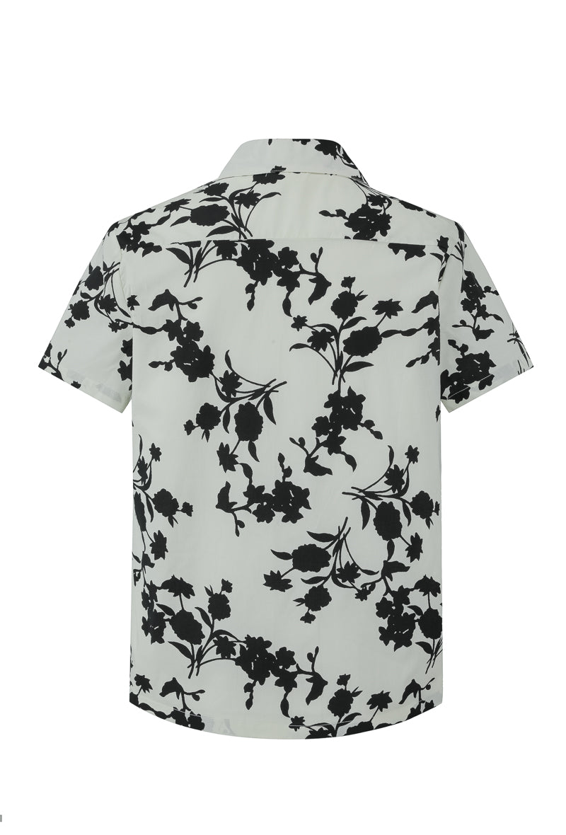 Short-sleeved shirt with floral patterns