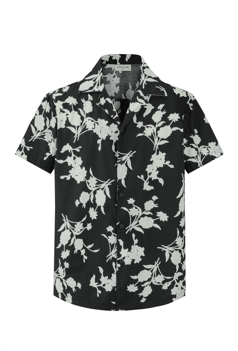 Short-sleeved shirt with floral patterns