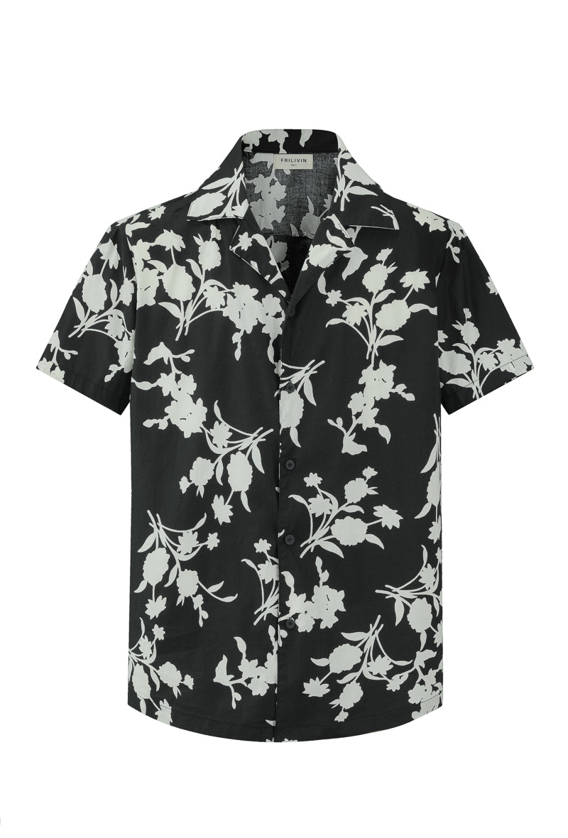 Chemise manches courtes à motifs fleuris