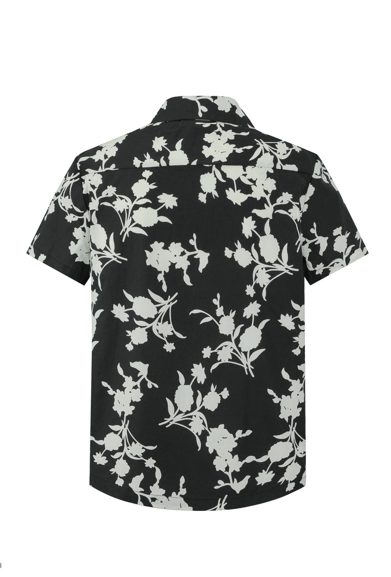 Short-sleeved shirt with floral patterns