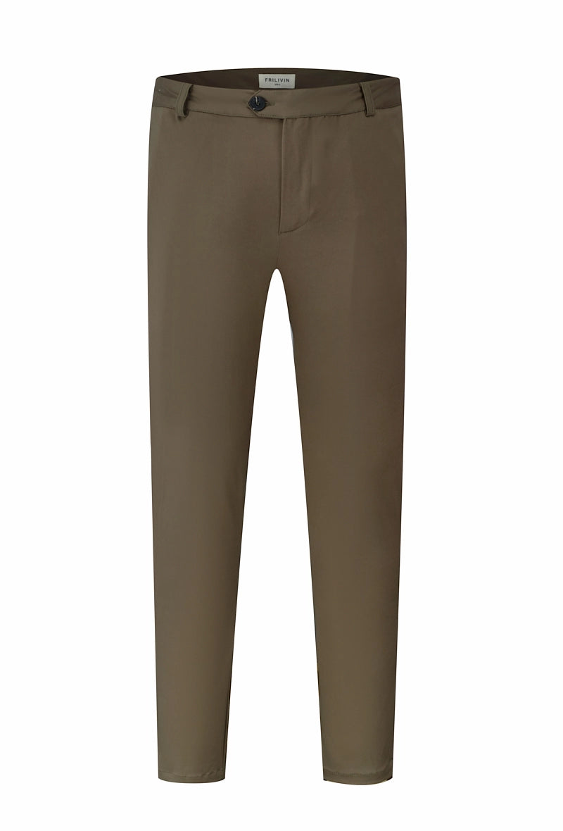 Urban chic plain pants. zipper and asymmetrical button closure