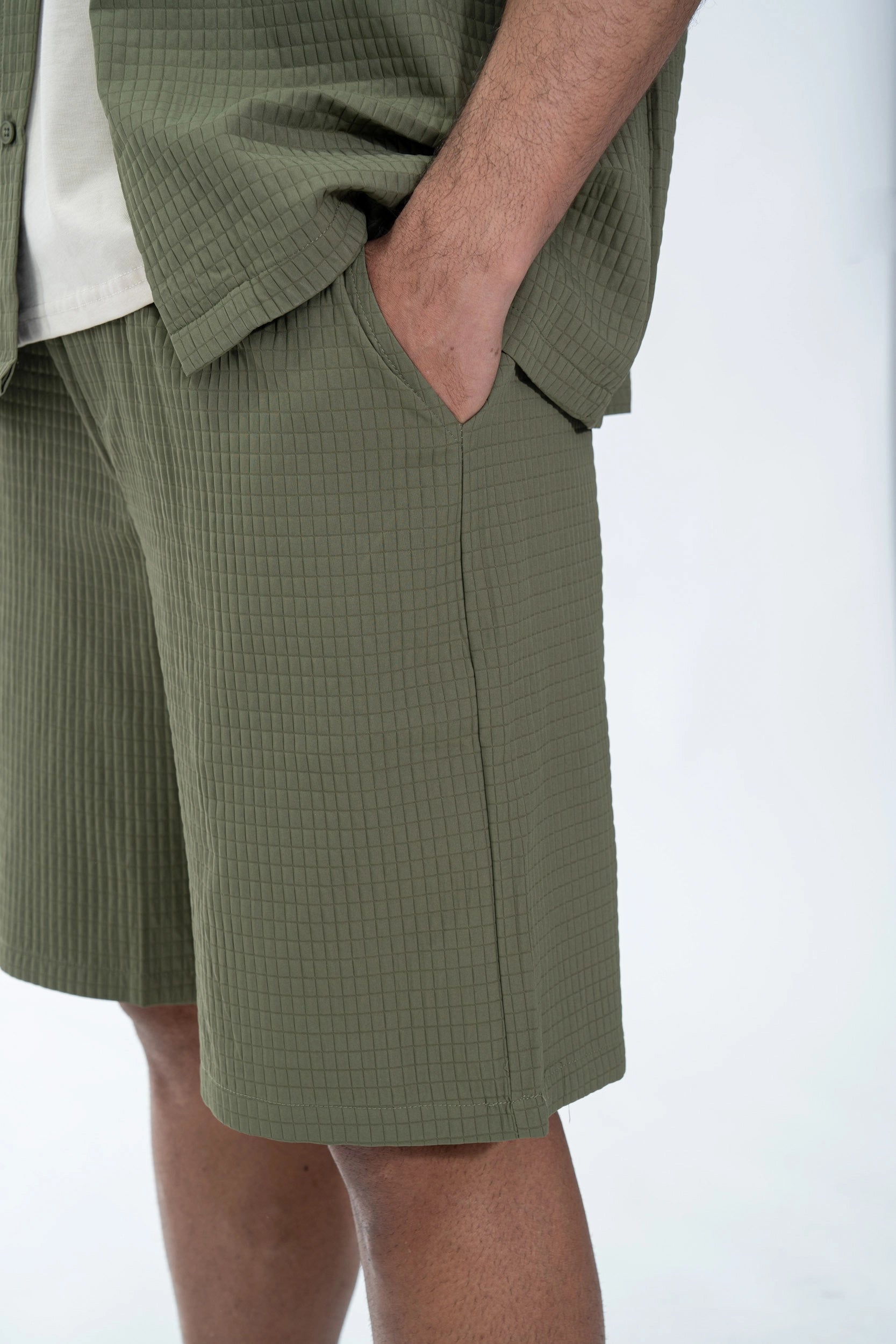 Ensemble texturé chemise short uni