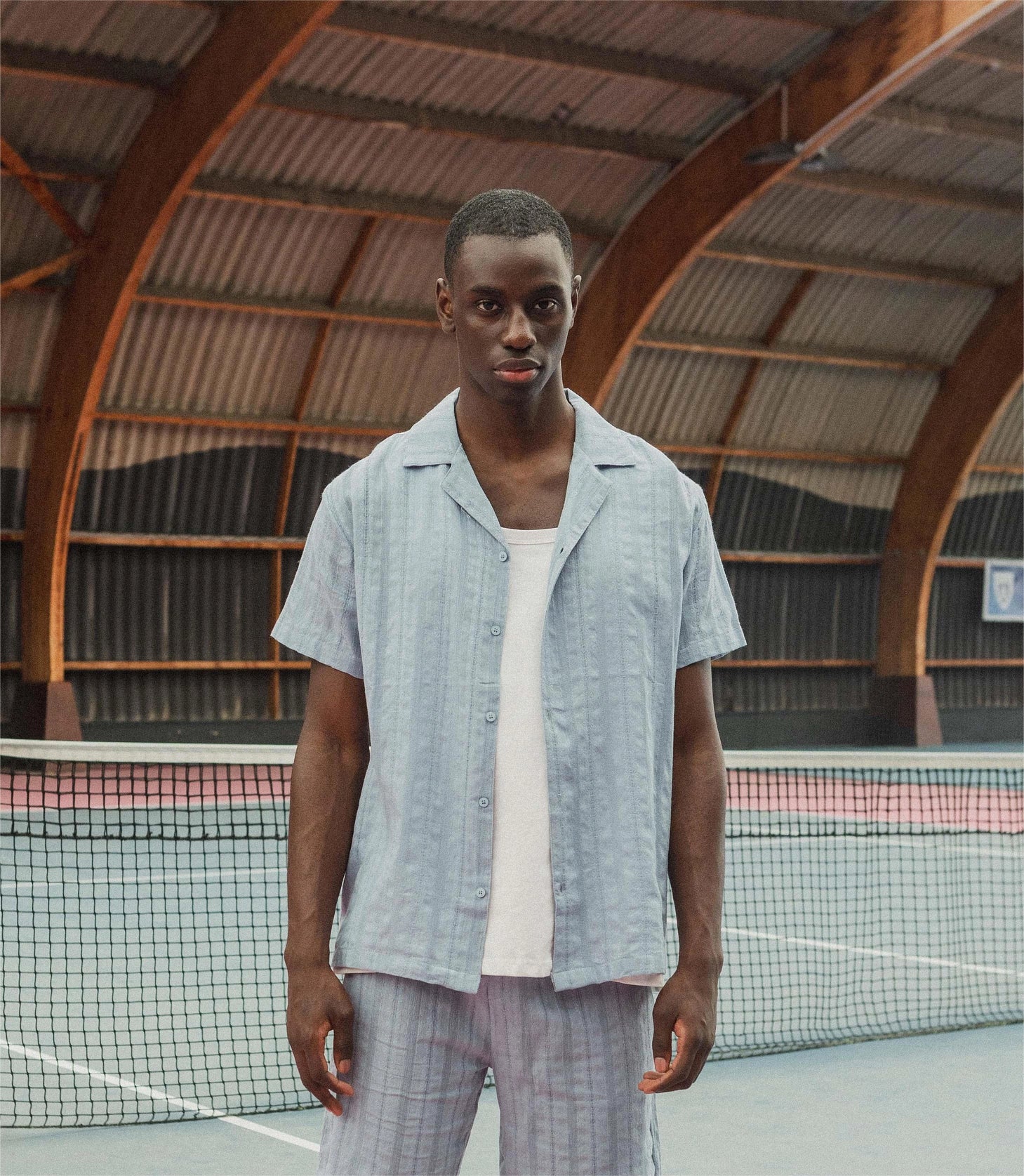 Ensemble à rayures chemise manches courtes short