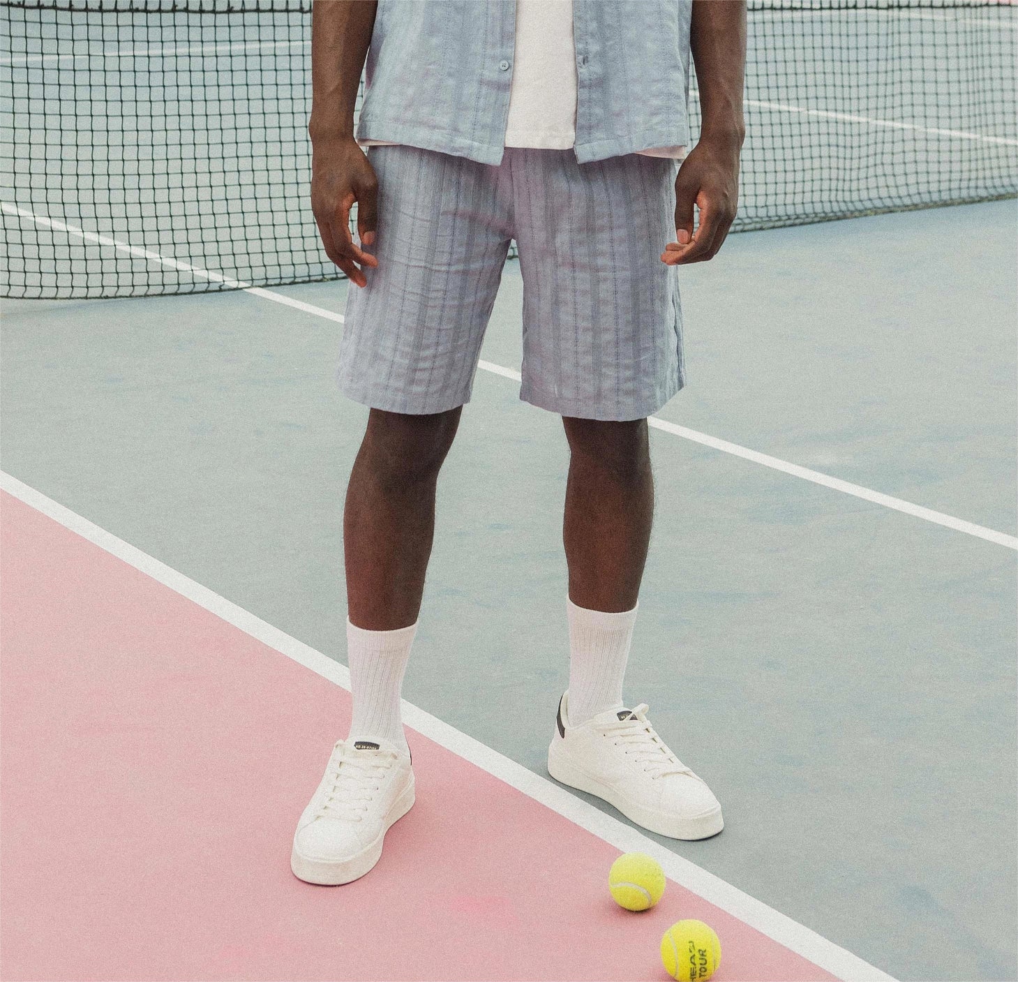 Ensemble à rayures chemise manches courtes short