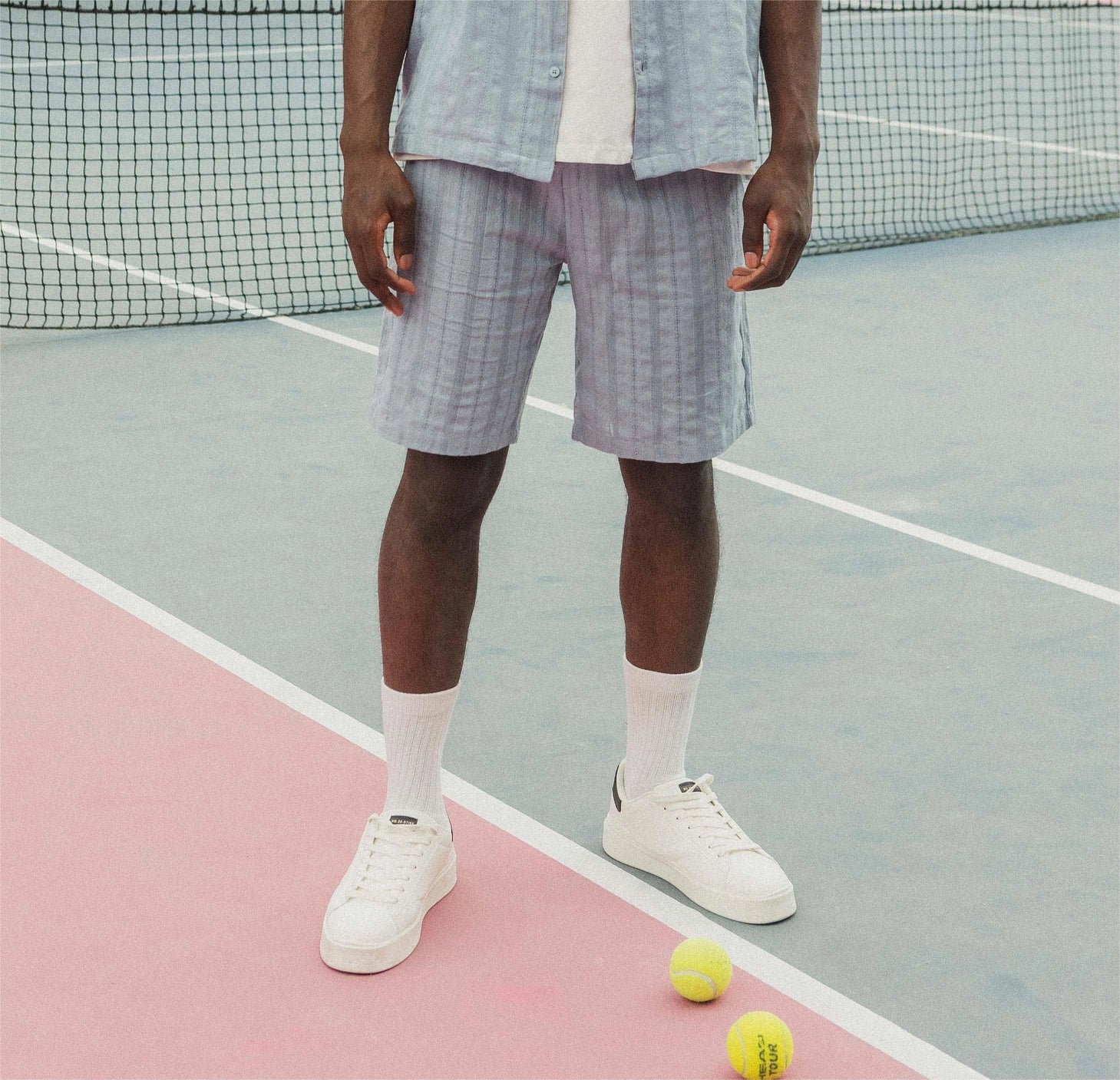 Striped short sleeve shirt shorts set