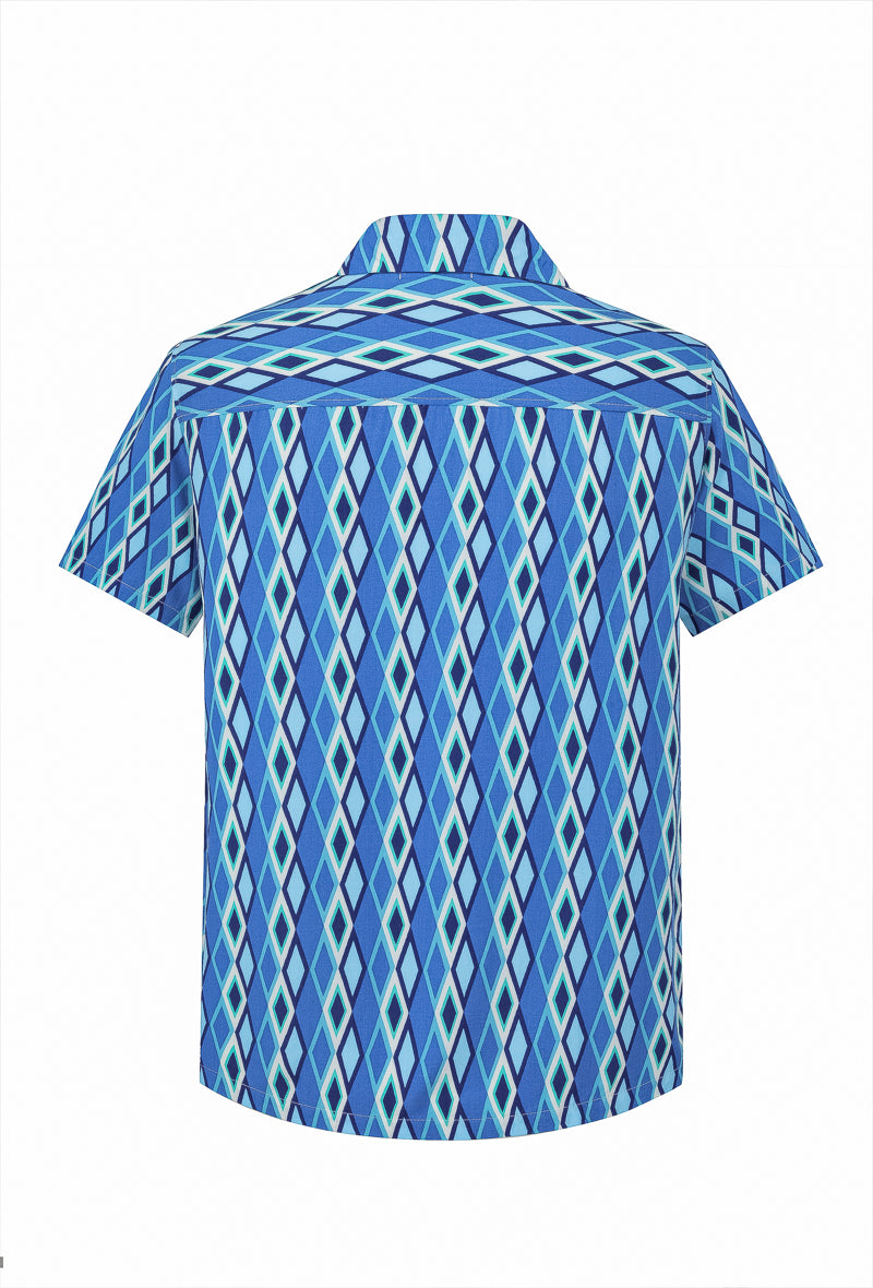 Chemise manches courtes à motifs géométrique