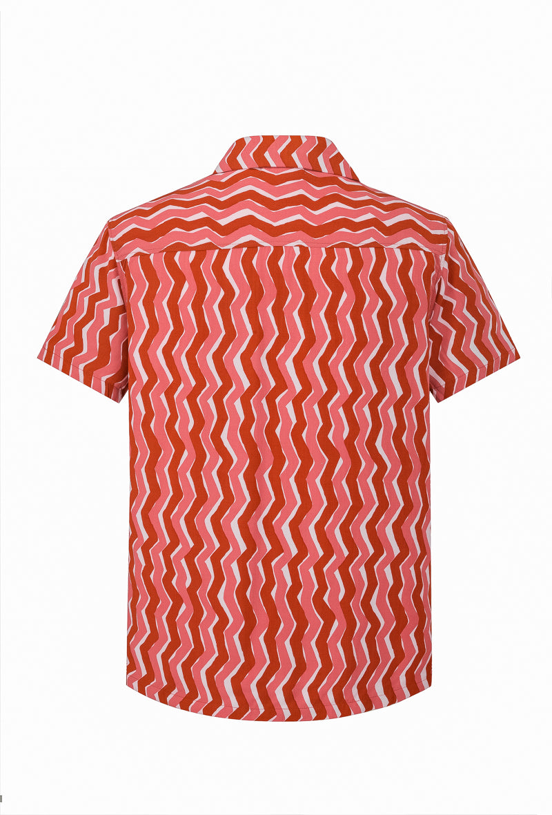Chemise manches courtes à motifs géométrique