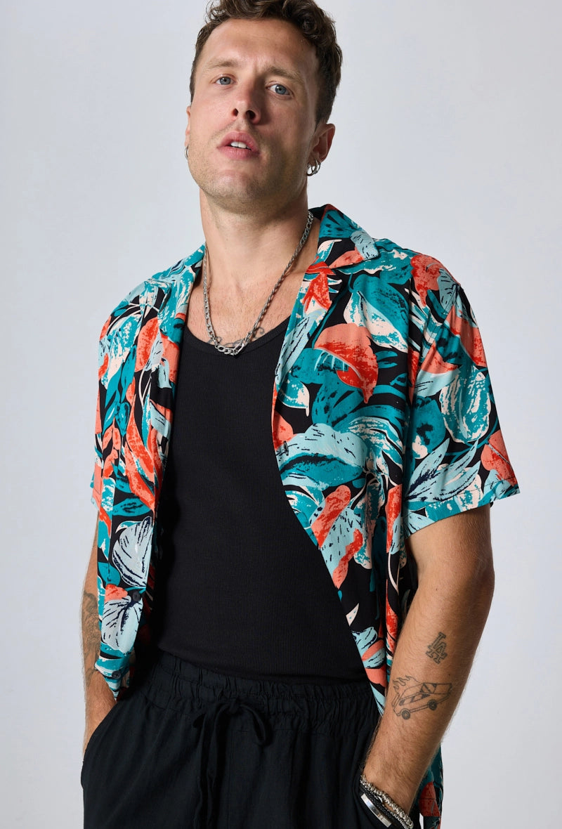 Chemise à motifs tropicals
