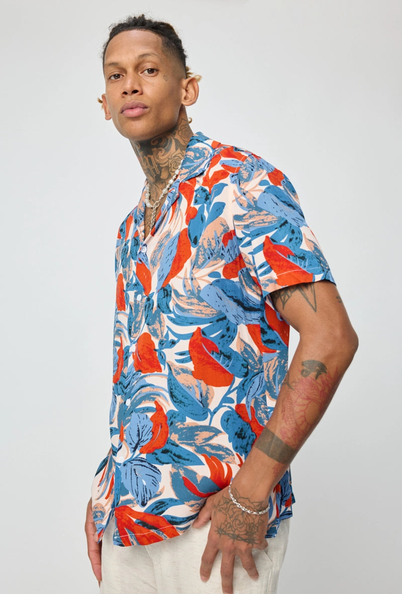 Chemise à motifs tropicals