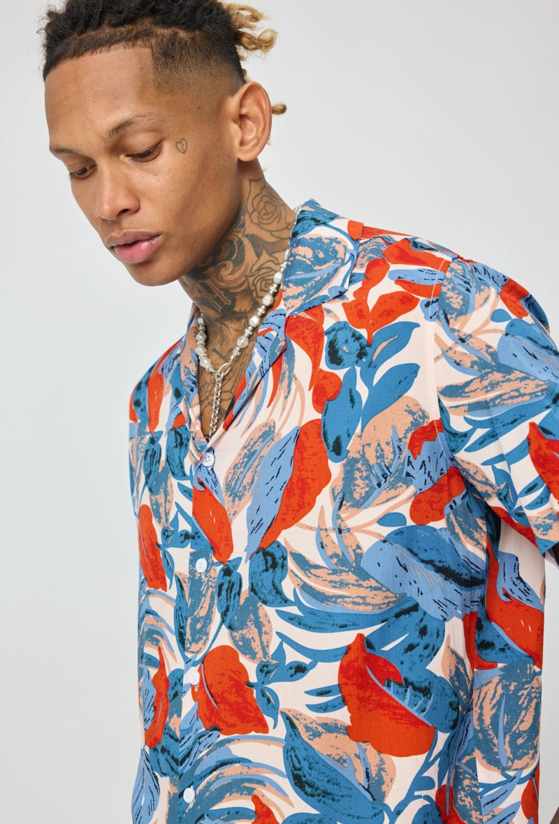 Chemise à motifs tropicals