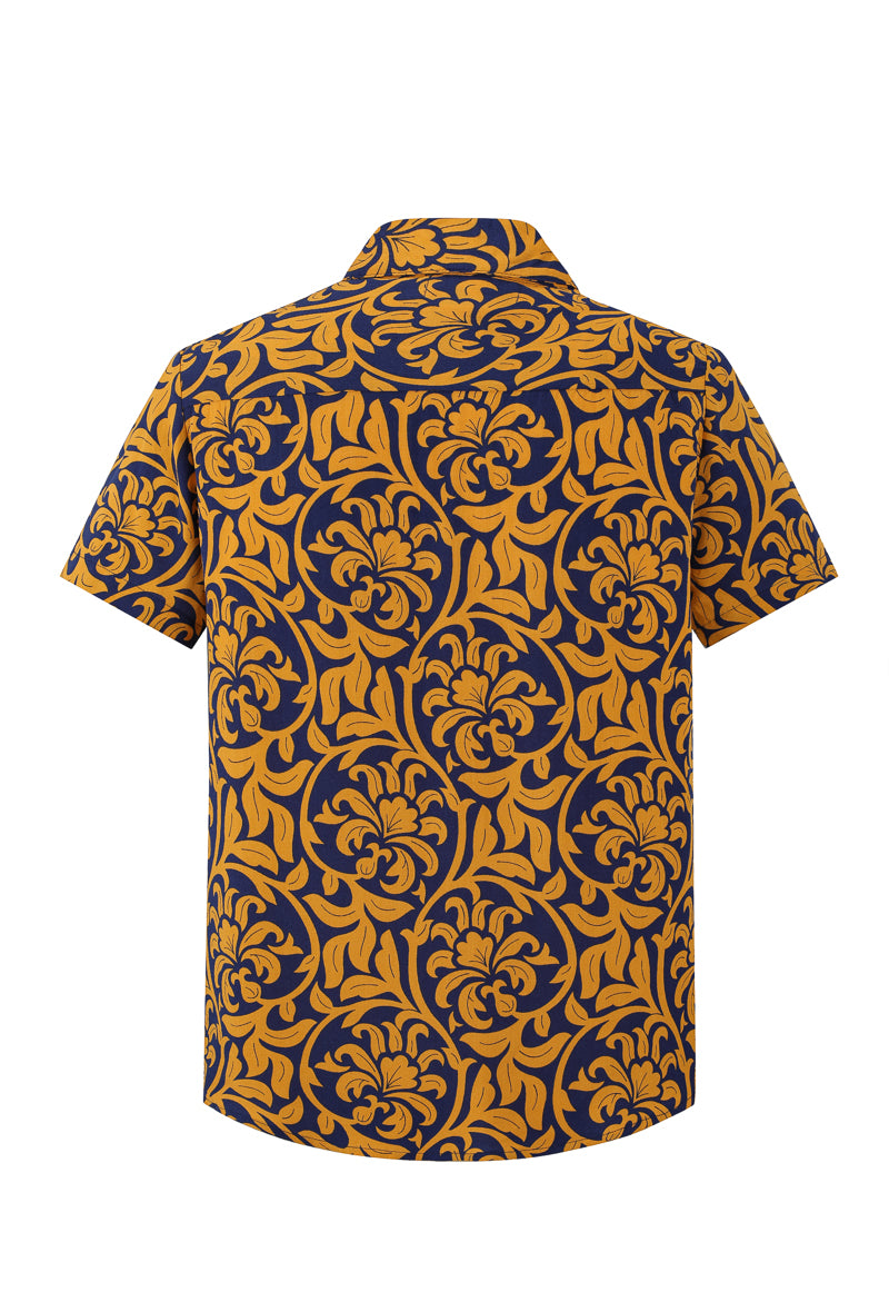 Short-sleeved shirt with floral patterns