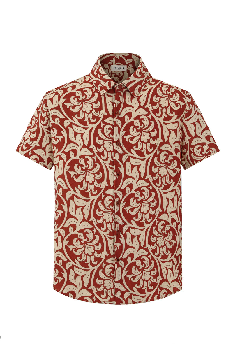 Short-sleeved shirt with floral patterns