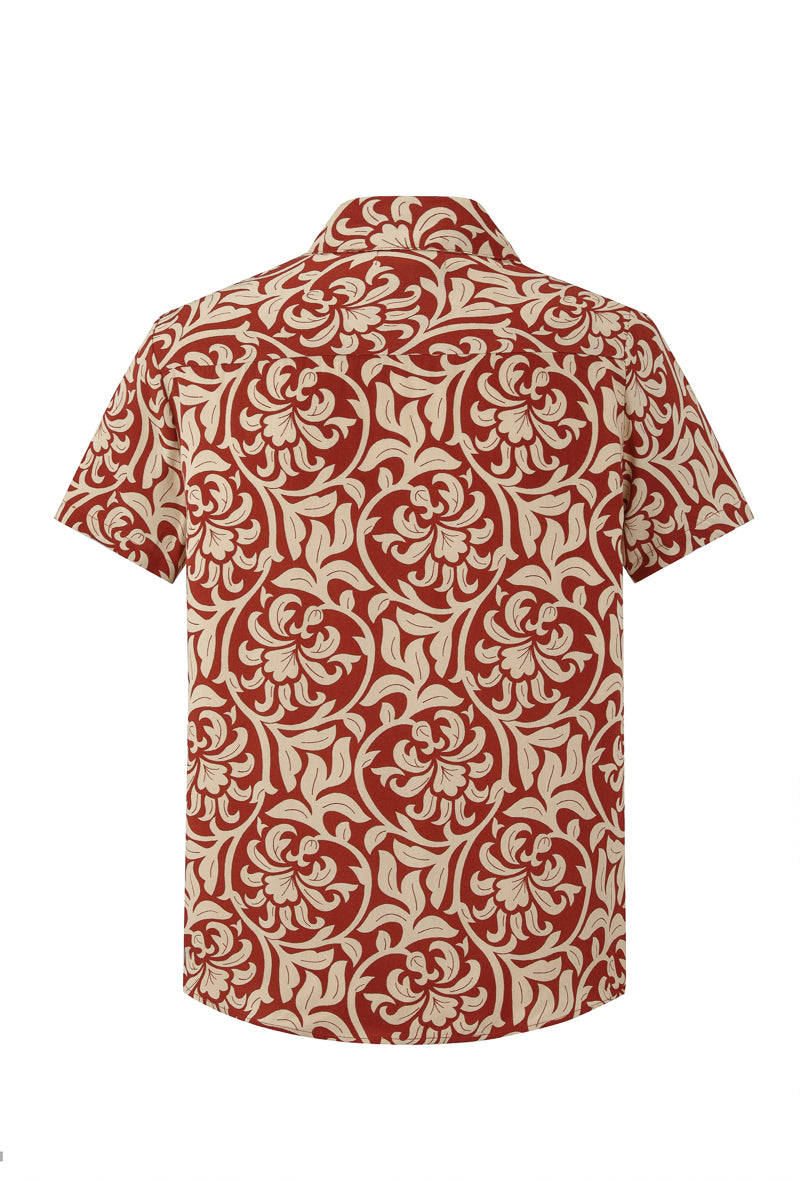 Short-sleeved shirt with floral patterns