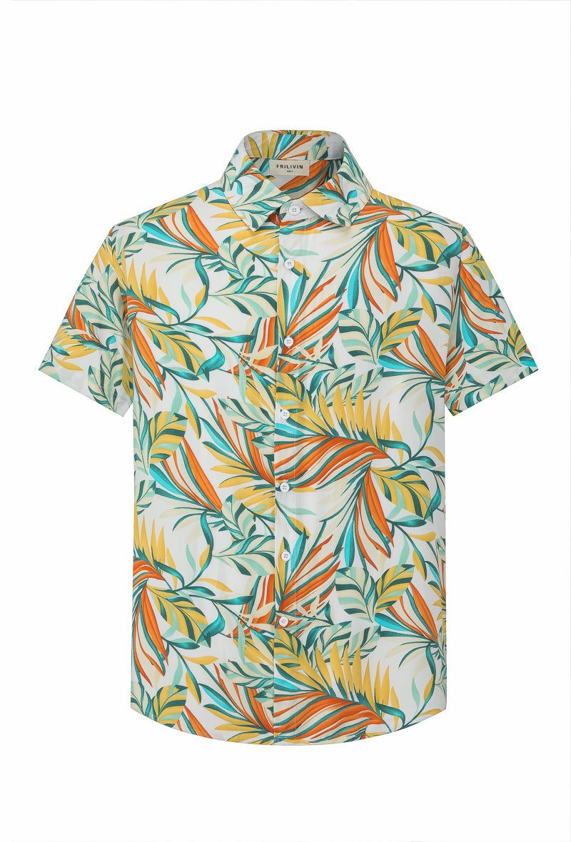 Chemise manches courtes à motifs fleuris