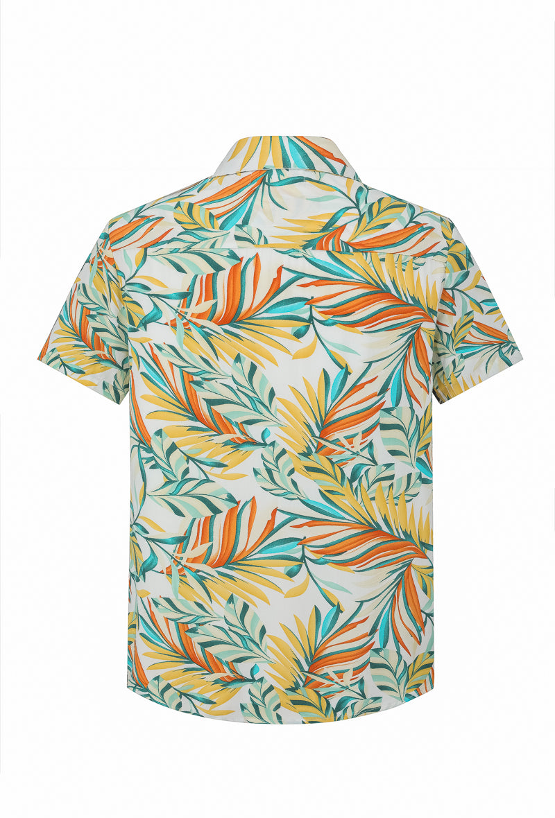 Short-sleeved shirt with floral patterns