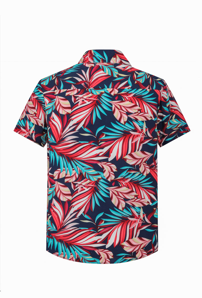 Short-sleeved shirt with floral patterns