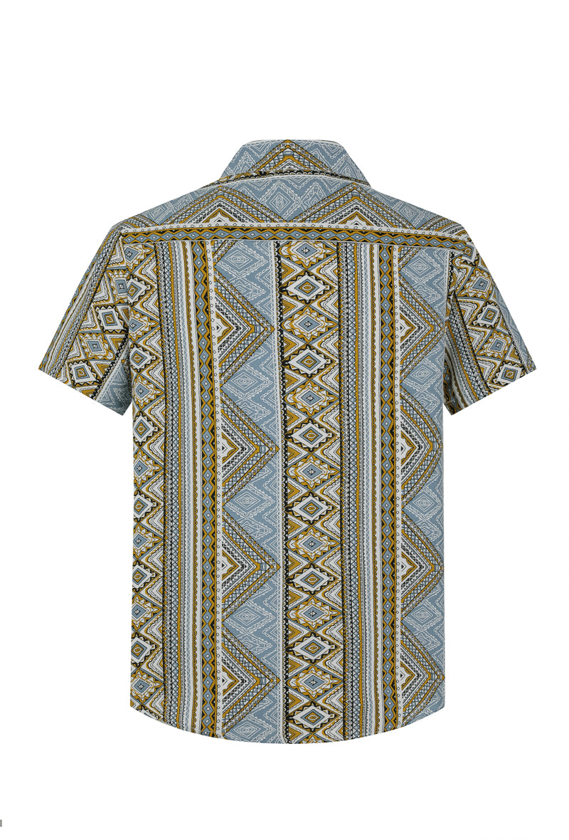 Chemise manches courtes à motifs géométrique