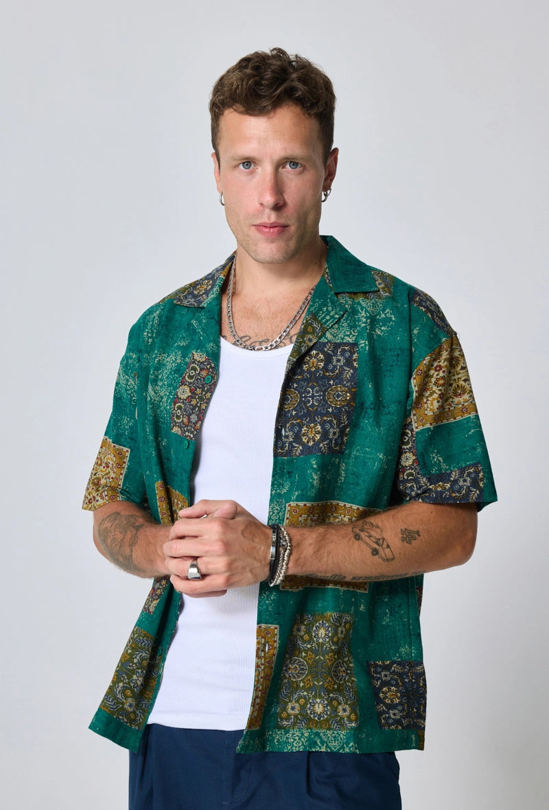 Chemise à manches courtes à motif intégral