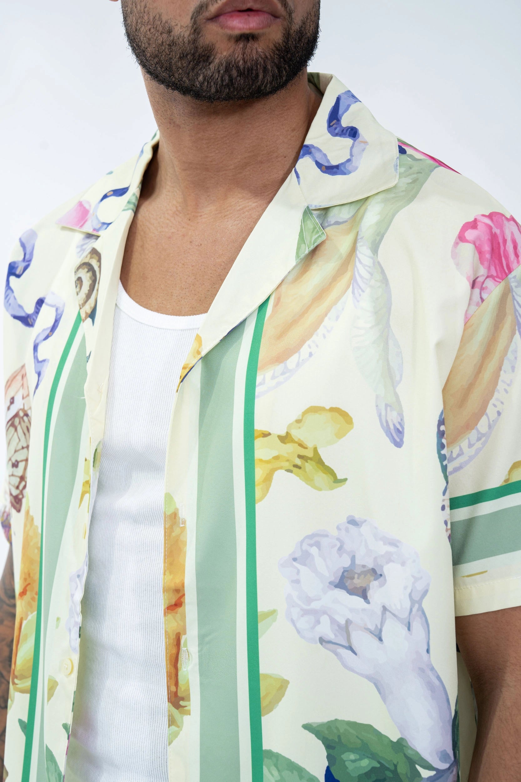 Floral and fauna patterned shirt