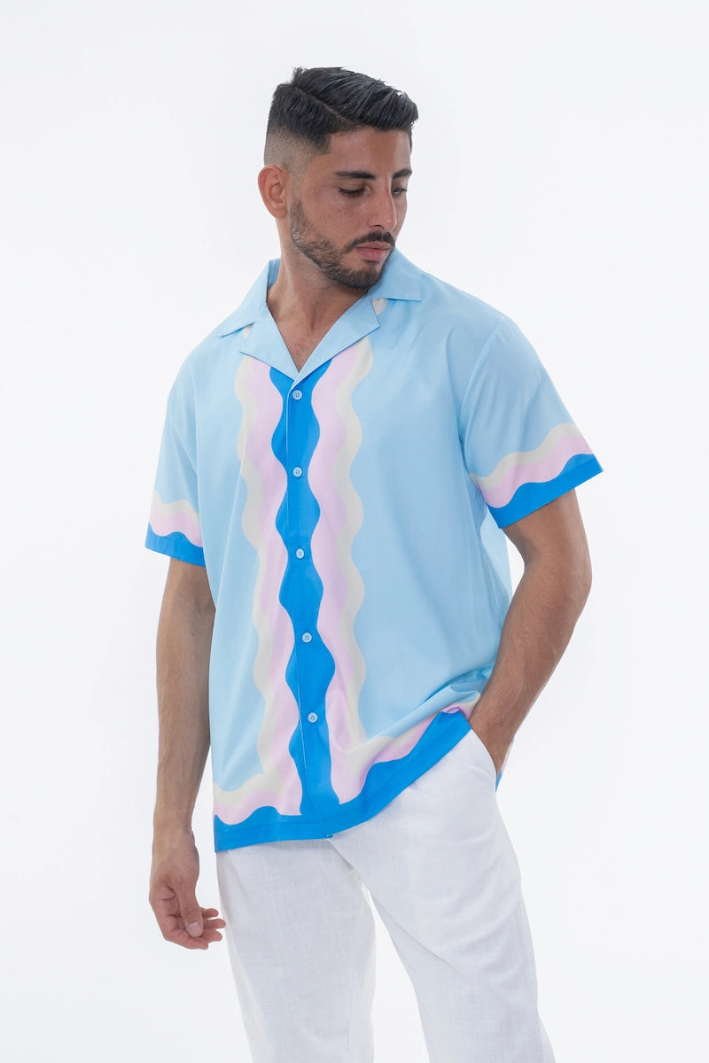 Chemise décontractée à motif ondulé