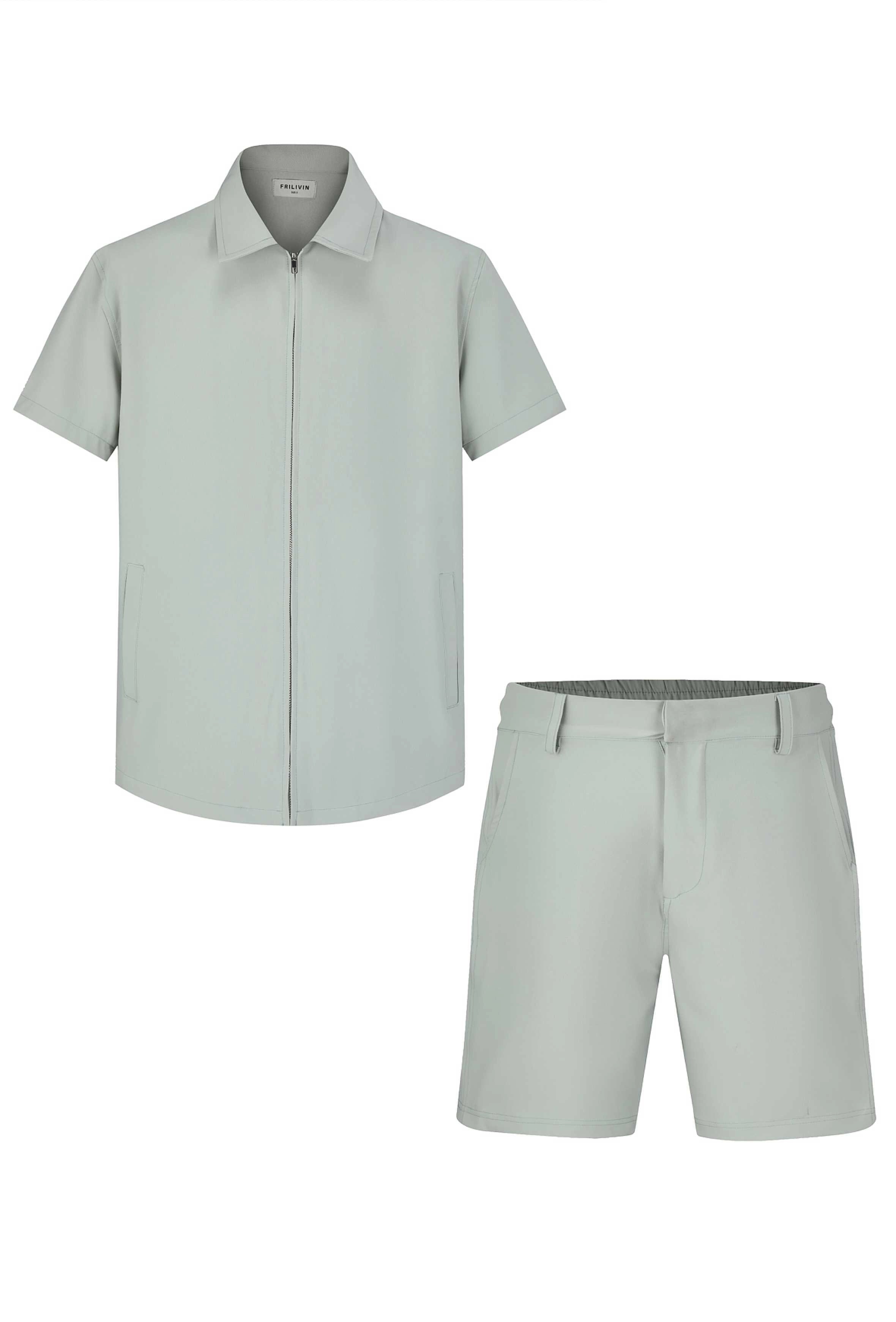 Ensemble chemise et shorts zippé moderne