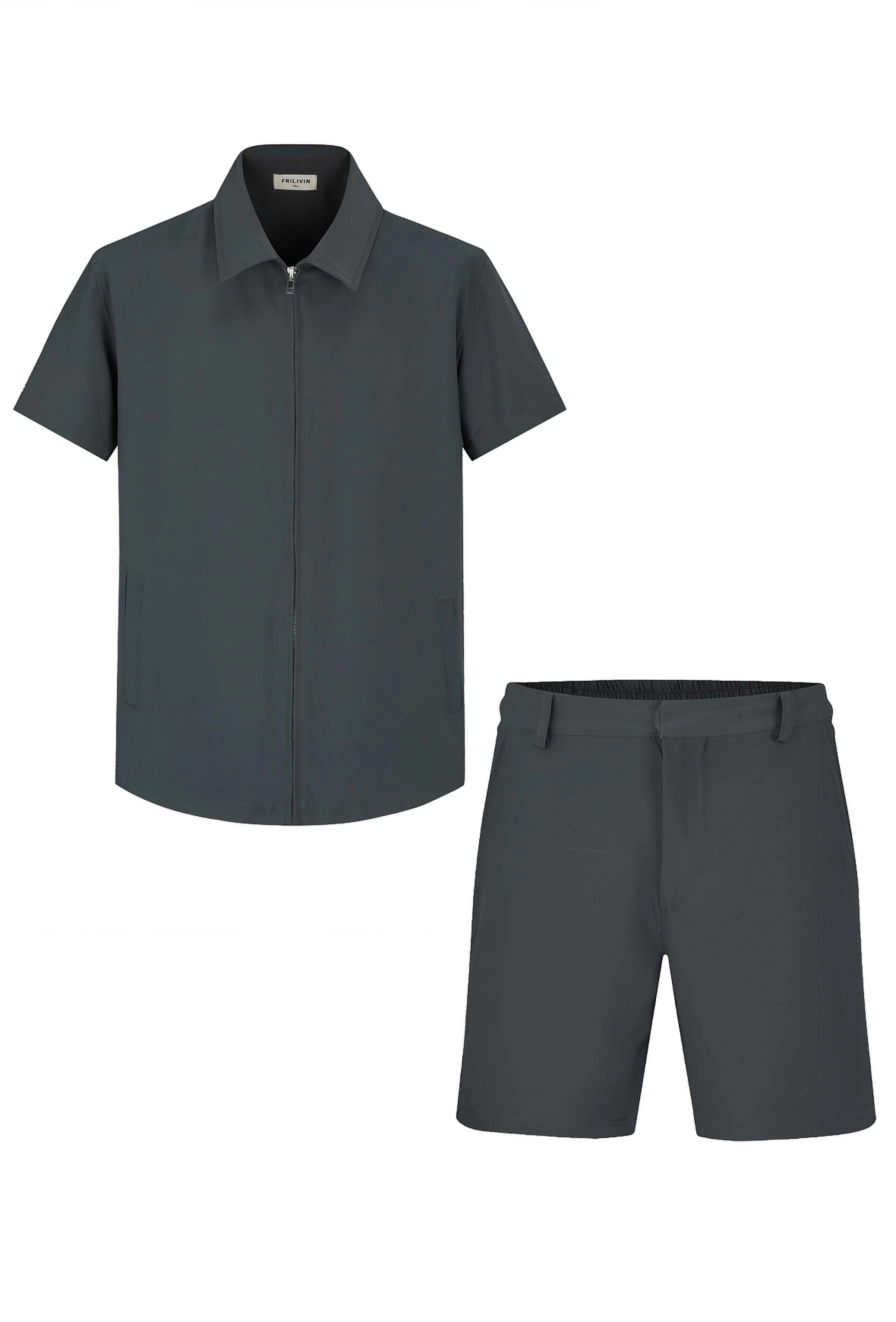 Ensemble chemise et shorts zippé moderne