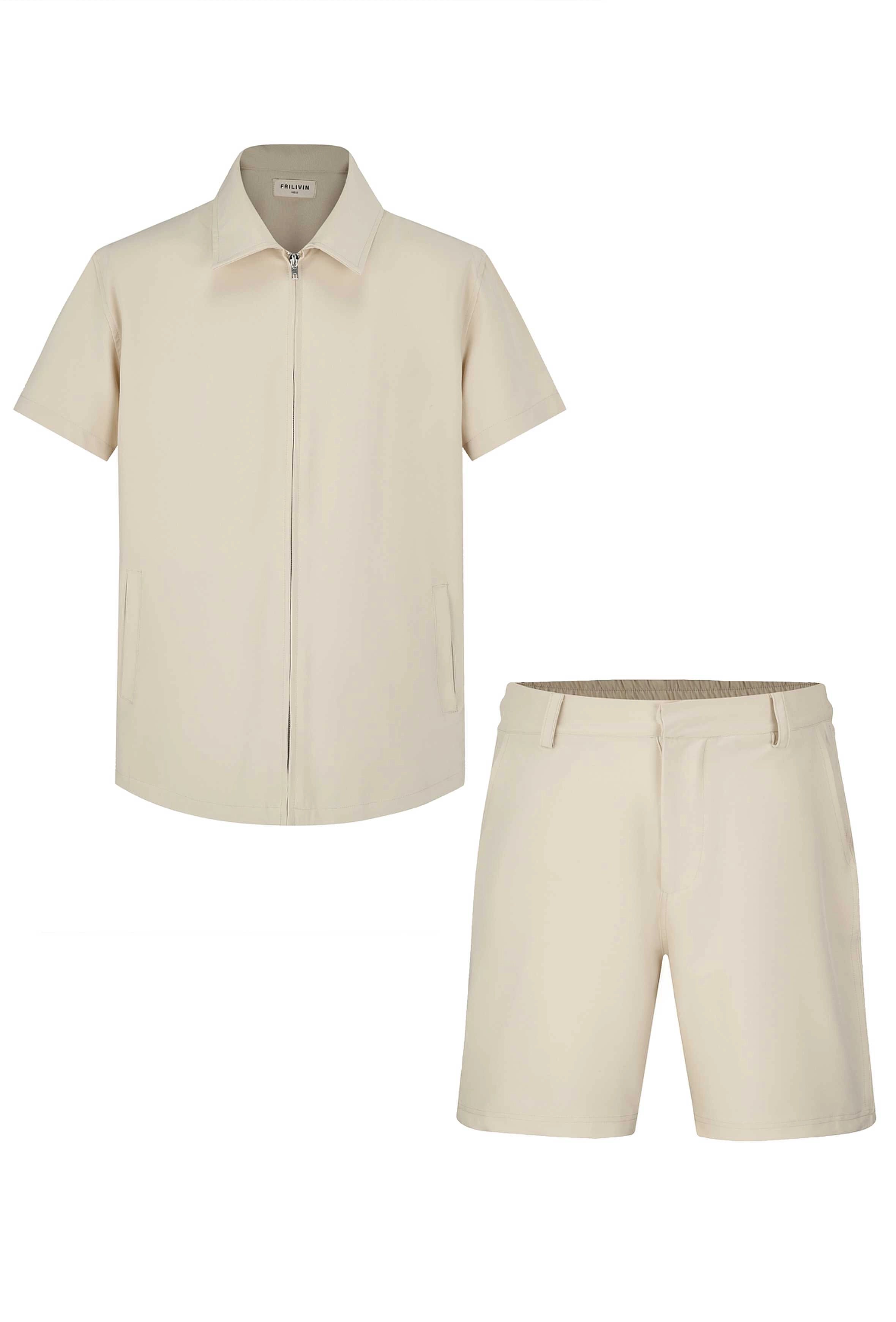 Ensemble chemise et shorts zippé moderne