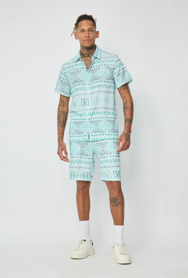 Ensemble short à motif géométrique