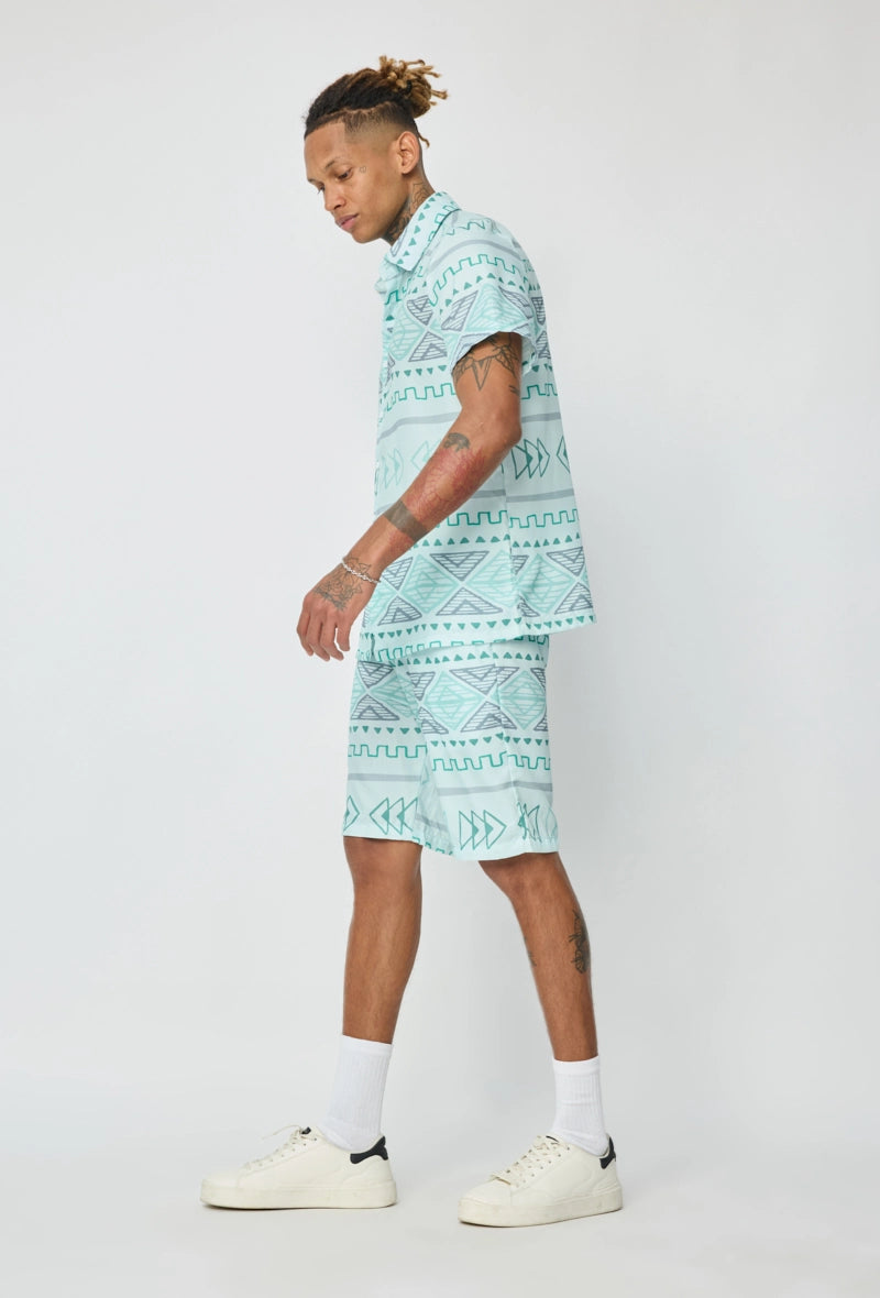 Ensemble short à motif géométrique
