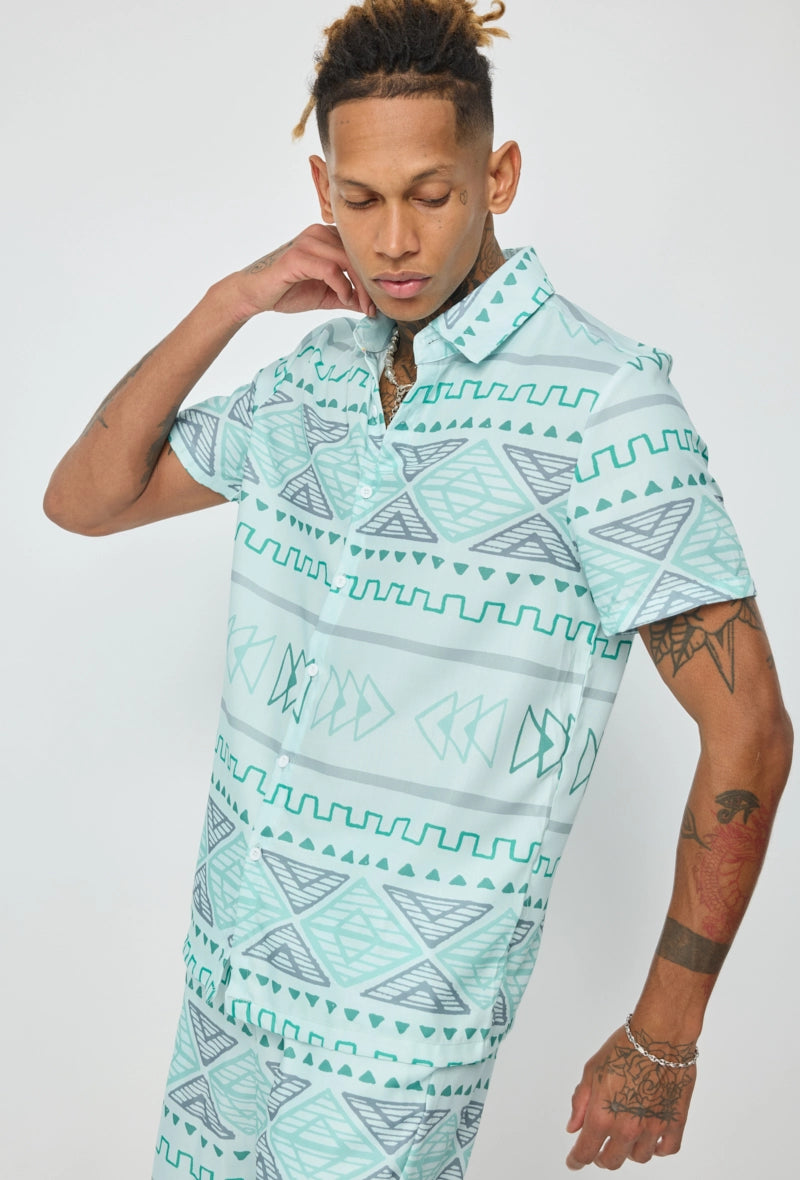 Ensemble short à motif géométrique