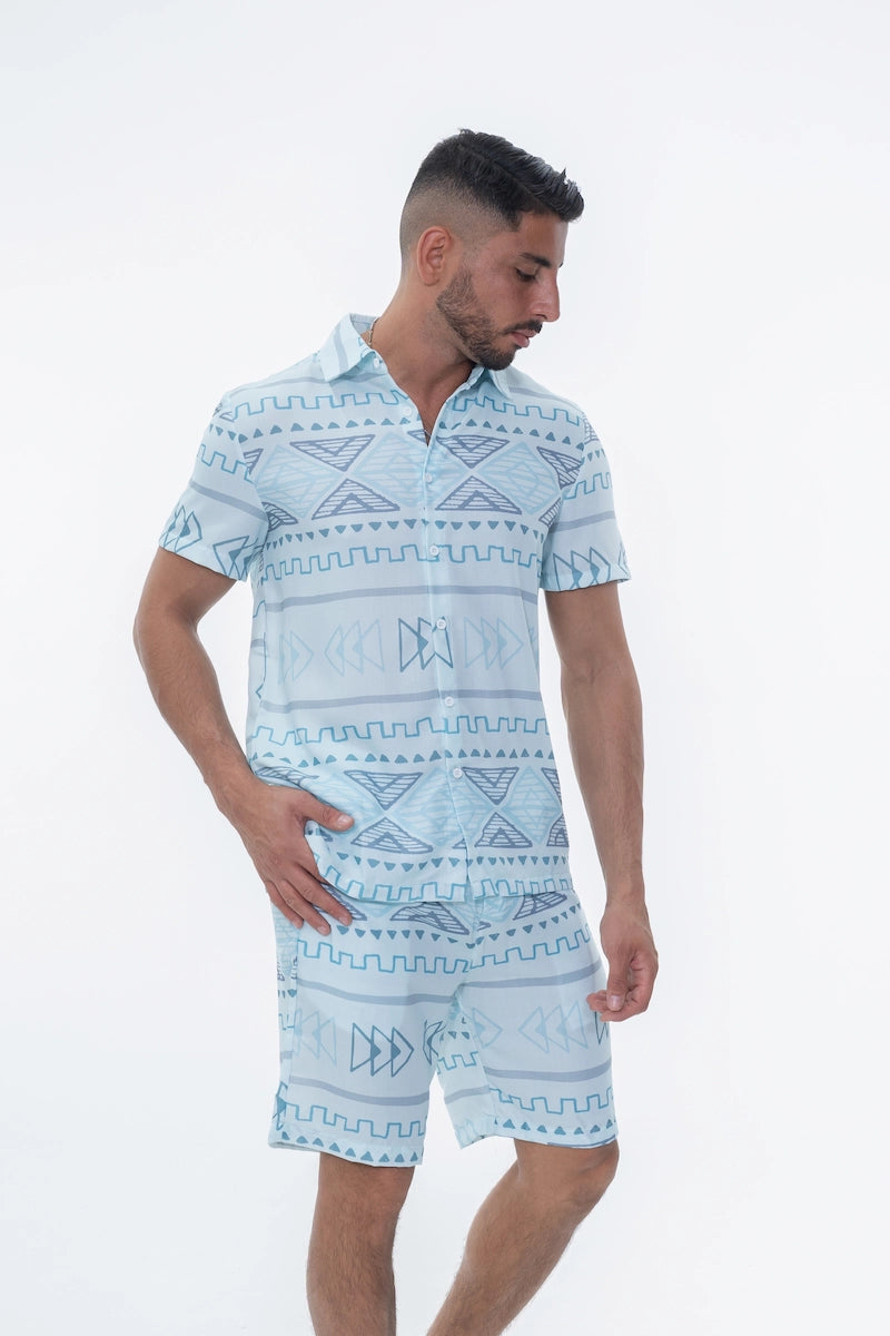 Ensemble short à motif géométrique