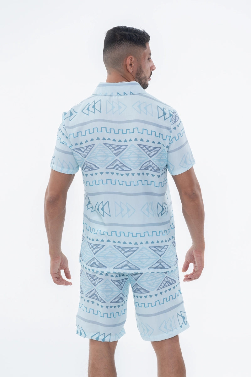 Ensemble short à motif géométrique