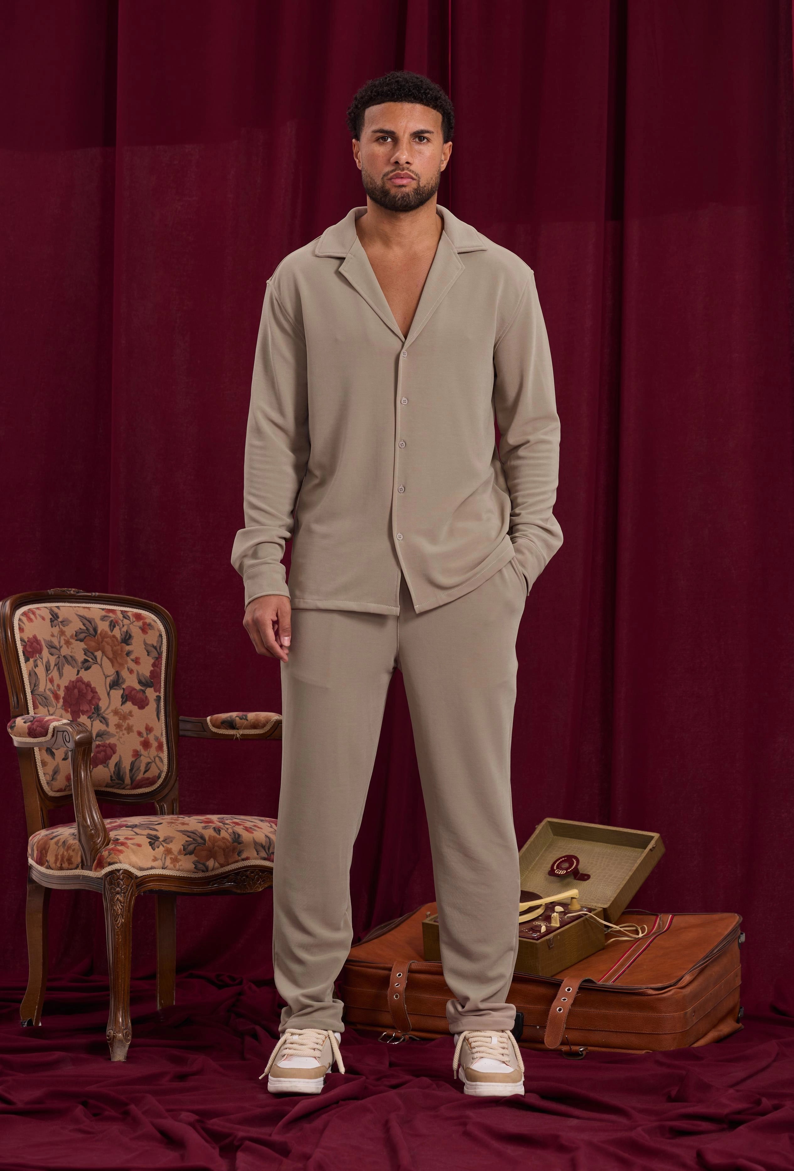 Ensemble chemise pantalon uni oversize
