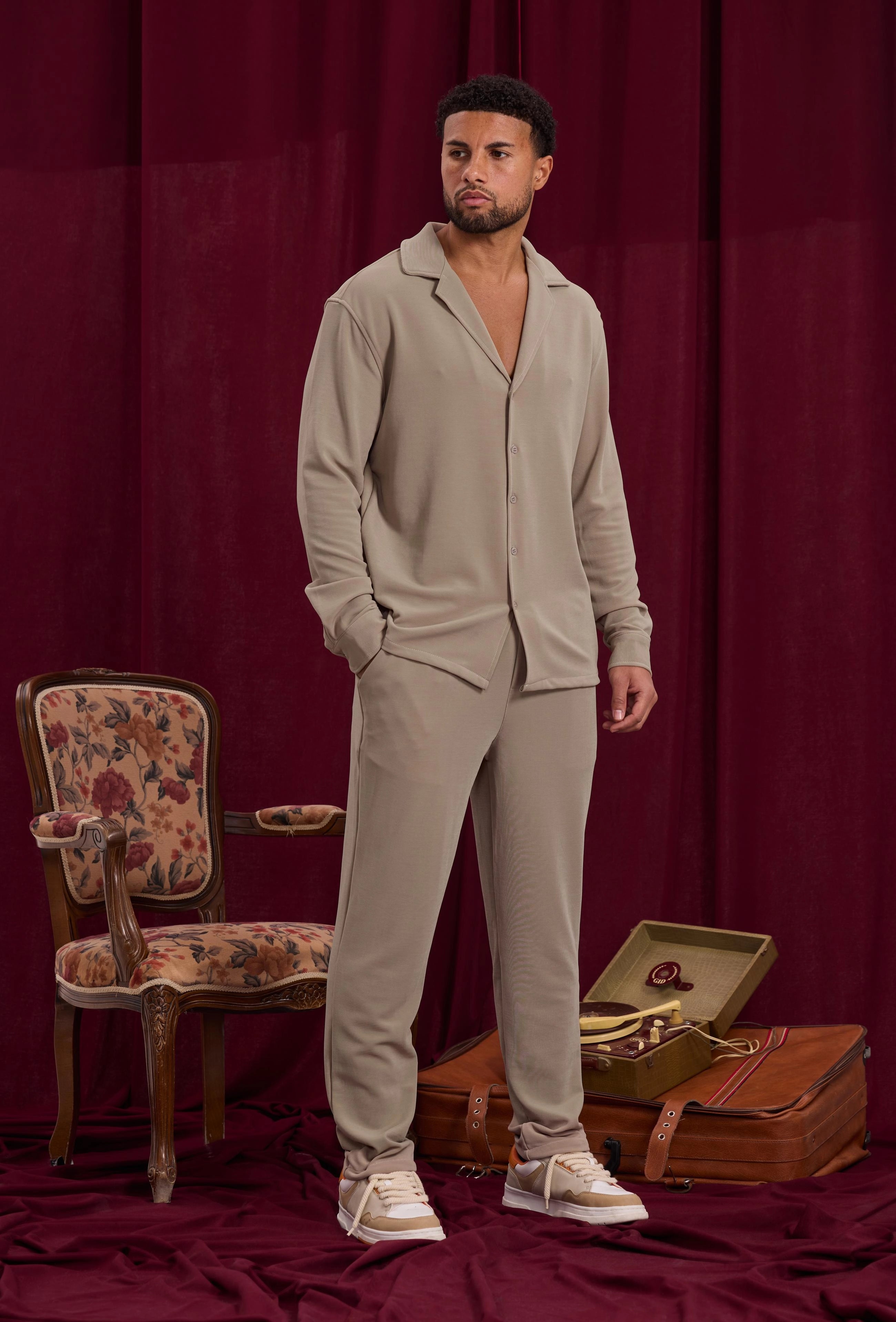 Ensemble chemise pantalon uni oversize