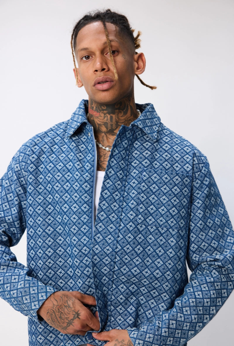 Veste à col chemise avec des motifs réguliers