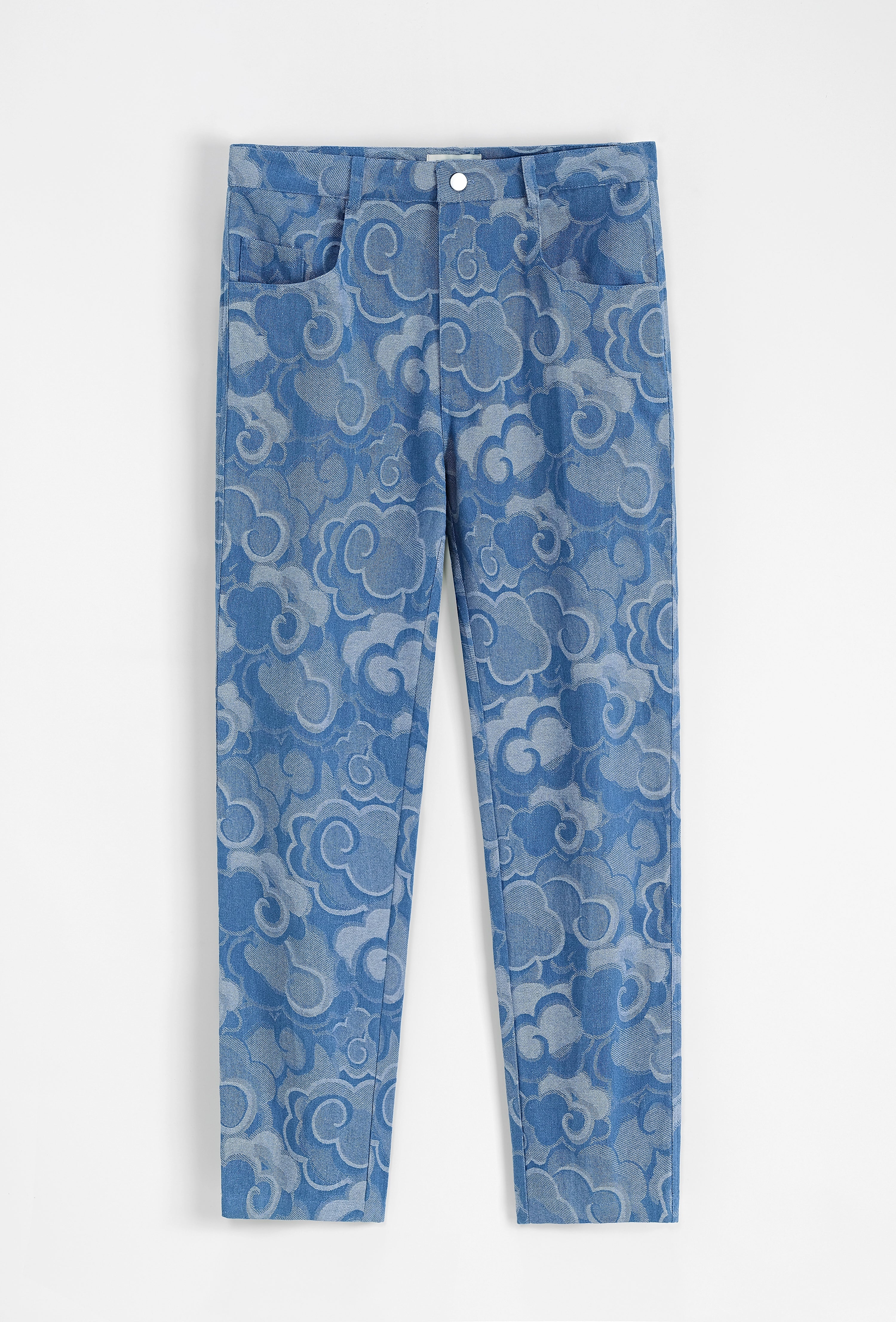 Ensemble veste et pantalon en jean à motif fleuri