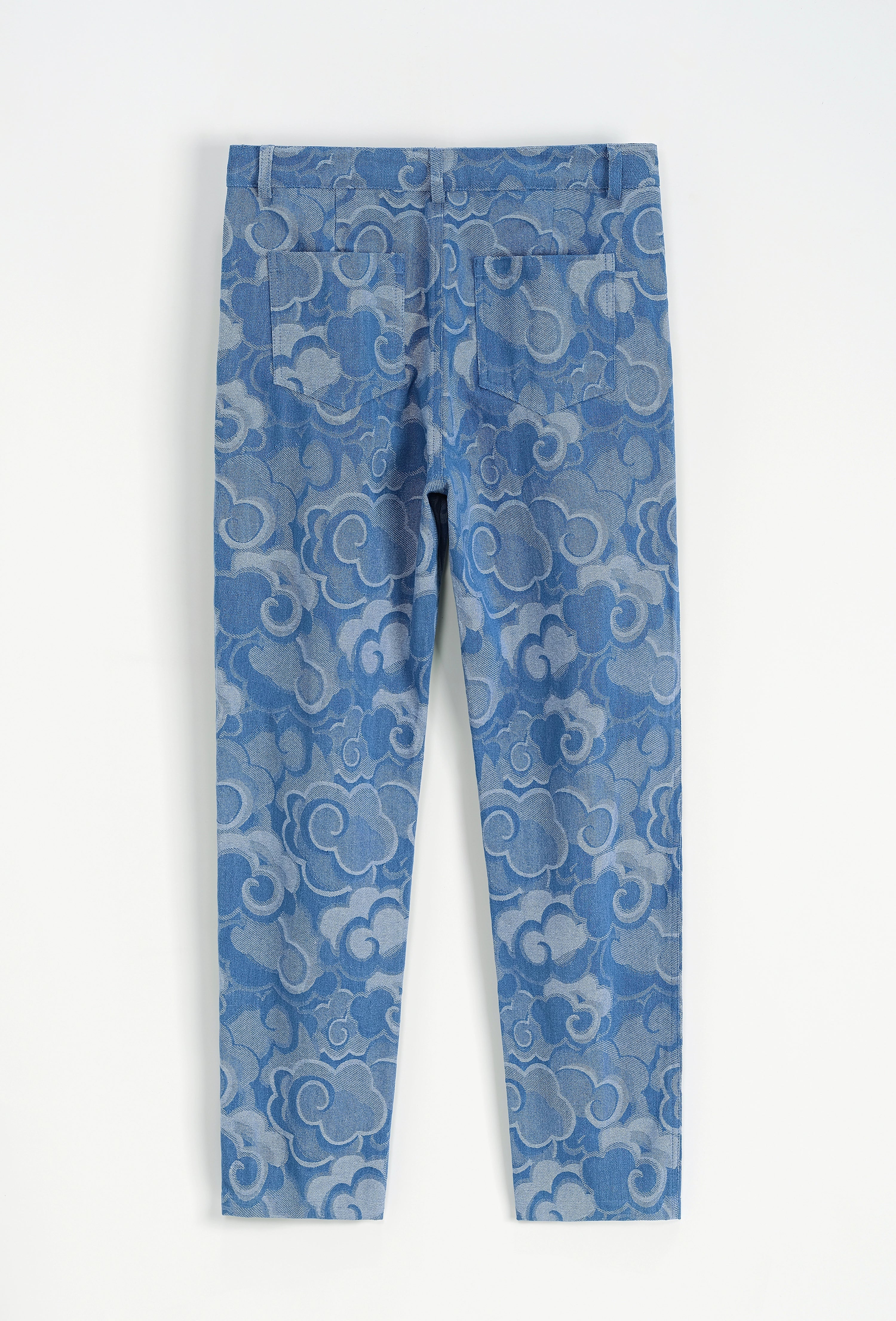 Ensemble veste et pantalon en jean à motif fleuri