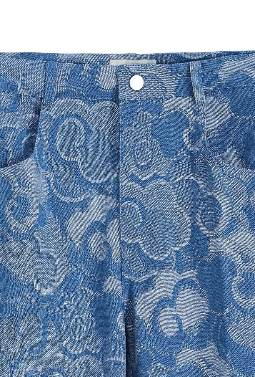 Ensemble veste et pantalon en jean à motif fleuri