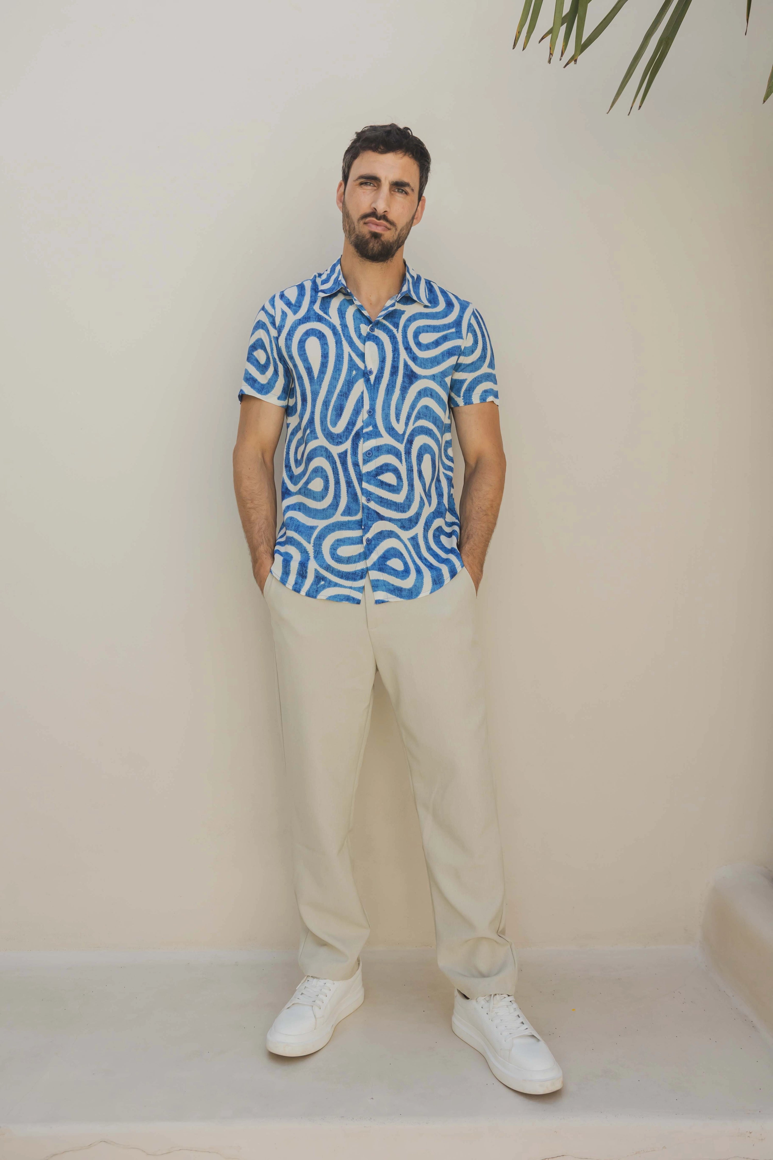 Chemise à manches courtes à motif