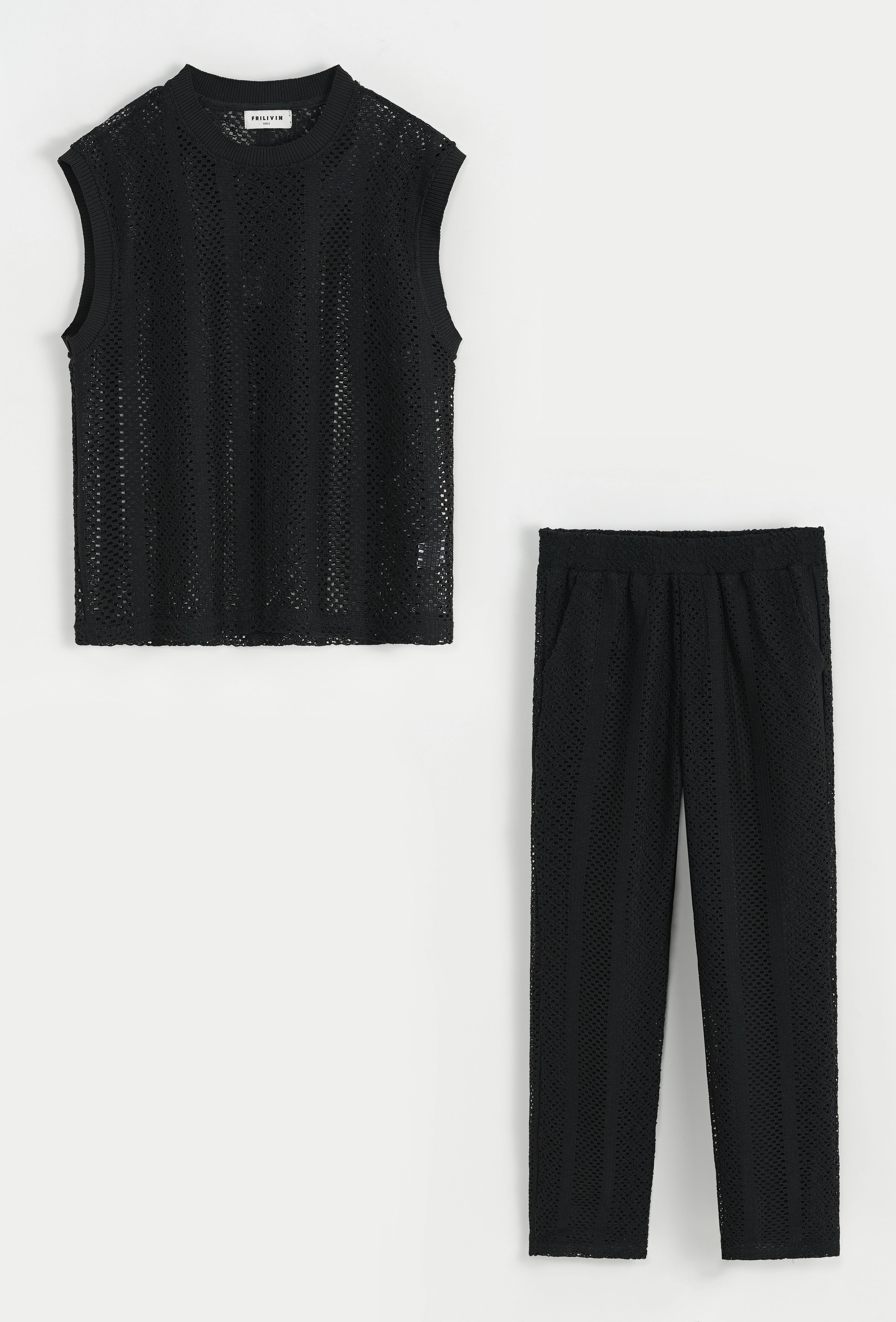 Ensemble t-shirt débardeur et pantalon en tricot