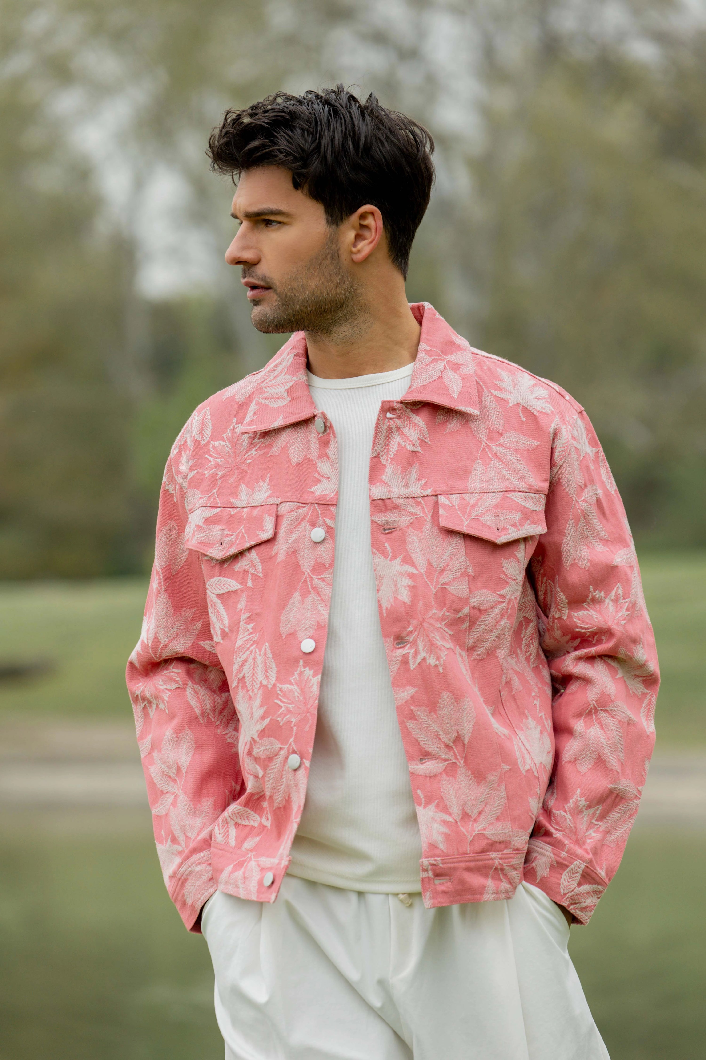 Veste workwear motif feuilles