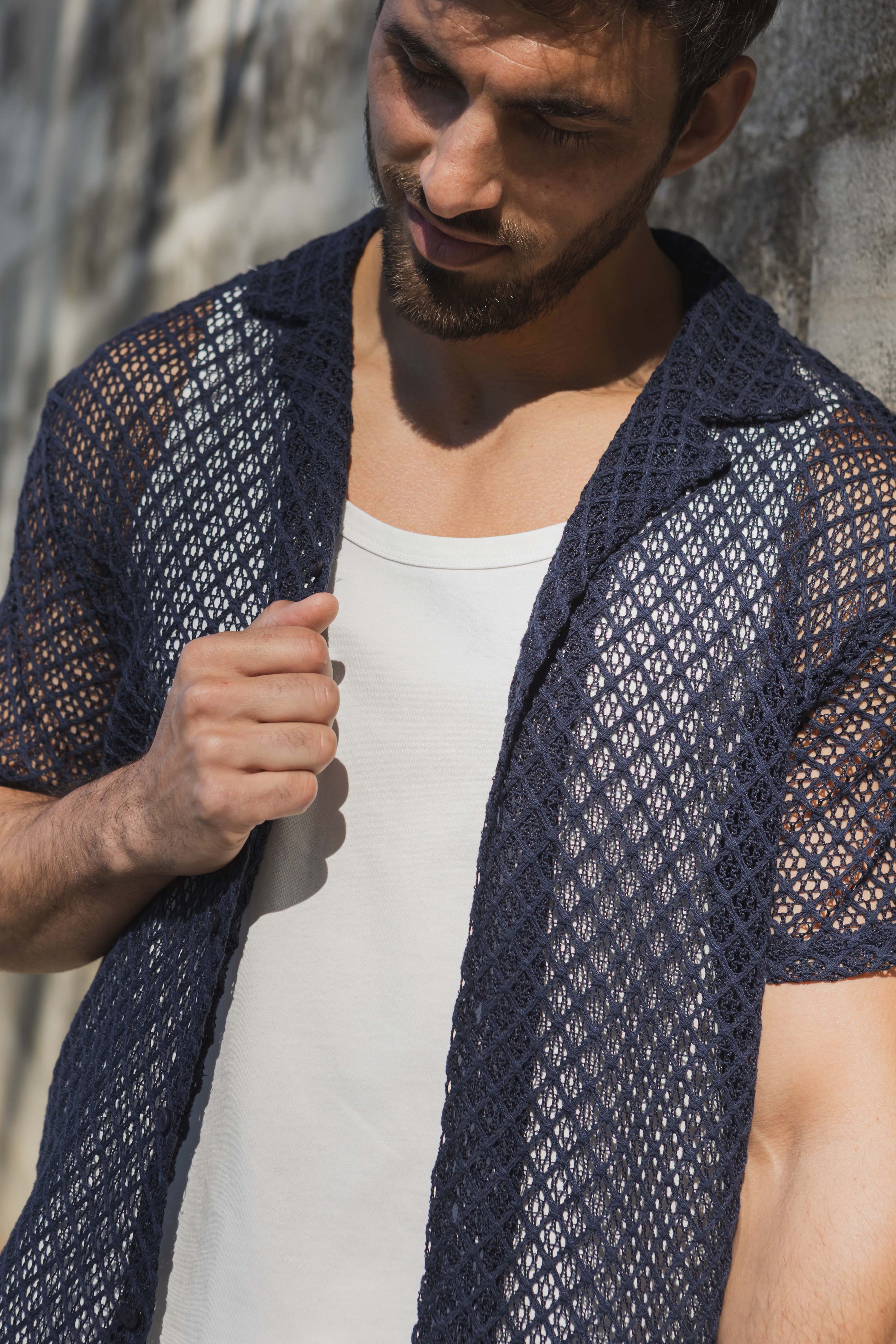 Chemise crochet col cubain